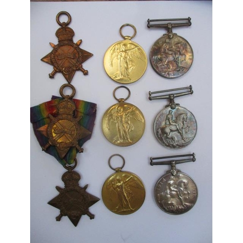 276 - Three groups of WWI medals Victory, British War and 1914-15 Stars, inscribed 13325 PTE E Simpson Bor... 