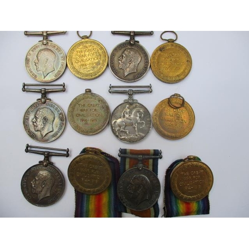 277 - Six pairs of WWI medals Victory and British War inscribed GS 10082 PTE E C Harwood R FUS, 1047 CPL F... 