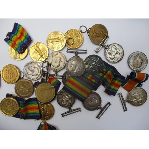 283 - WW1 medals comprising ten Victory and ten British war medals, each inscribed with different names