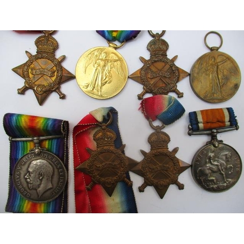 284 - Four pairs of WWI Victory or British War and 1914-15 Star medals inscribed 34304 PTE W Jackson York ... 