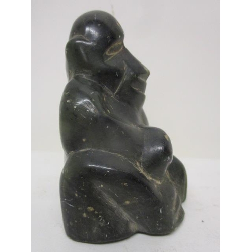 297 - Takawira - a carved green soapstone model of a monkey, signed to the base, 3 1/2