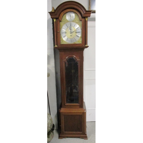 92 - An early 20th century longcase clock, the Winterhalder chiming movement, striking on eight gongs wit... 