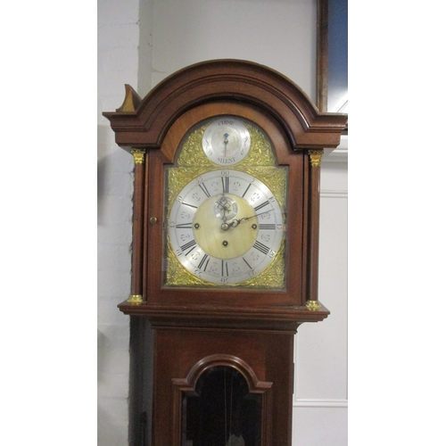 92 - An early 20th century longcase clock, the Winterhalder chiming movement, striking on eight gongs wit... 