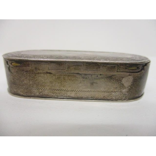 69 - A George III silver snuff box by Thomas Willmore, Birmingham 1795 with rounded ends, leaf and guillo... 