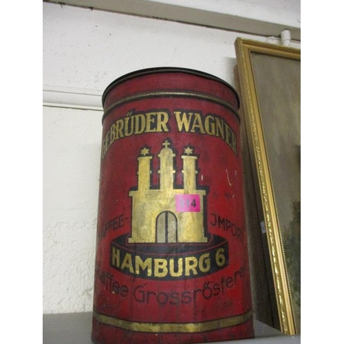 114 - A large vintage Hamburg 6 Gebruder Wagner tin canister