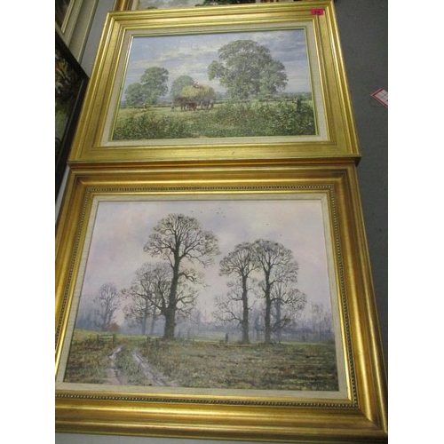 74 - Michael David Herring - two oil on canvas paintings depicting landscape scenes, 17 1/4