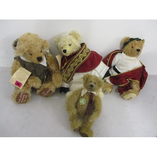 96 - Four German Hermann Teddy bears to include Julius Caesar, Lucy Boy no 098, Pope Benedict and Johann ... 