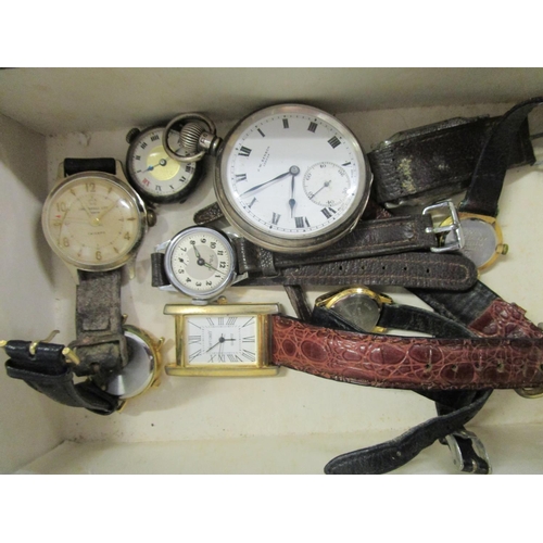 291 - A mixed lot of ladies and gents wristwatches, together with a J W Benson silver pocket watch