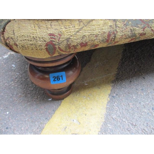 335 - A large foot stool with Bayeux Tapestry design on bulbous feet, 41