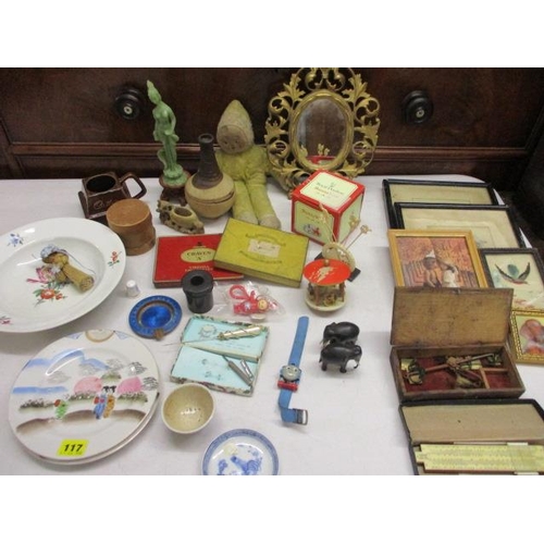 363 - Miscellaneous items to include a small ornate gilt mirror, oriental china, an enamelled ashtray and ... 