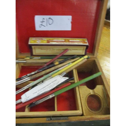 207 - An original stock breeder's medicine chest, vintage holiday postcards, ephemera and a small writing ... 