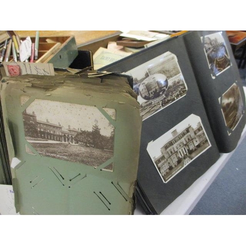 207 - An original stock breeder's medicine chest, vintage holiday postcards, ephemera and a small writing ... 