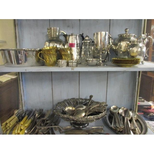 221 - A quantity of silver plate to include cutlery, a claret jug, rag tail spoons and a tea set