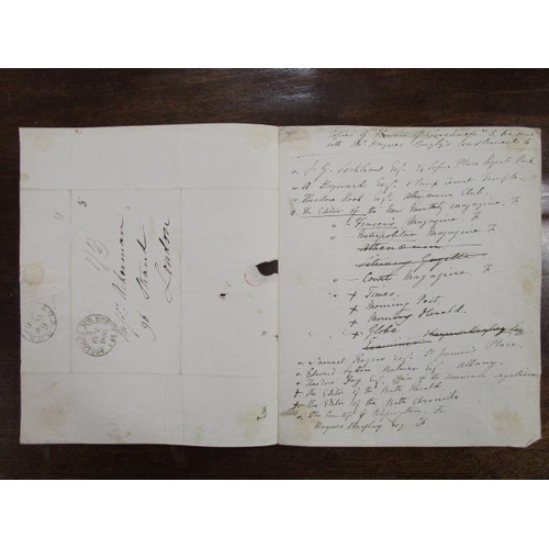 111 - Thomas Haynes Bayly - a signed autographed letter postmarked 5 Oct 1836 Boulogne Sur Mer and 6 Oct 1... 