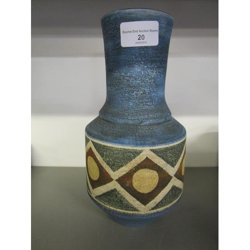 20 - A Troika pottery urn shaped vase decorated with circles within a band of geometric devices, artist m... 