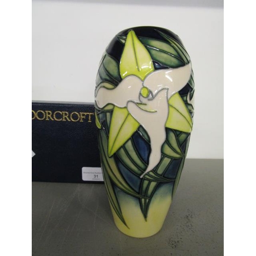 31 - A contemporary Moorcroft vase in the Sesquipedale pattern, circa 2001, elongated, ovoid shaped vase,... 
