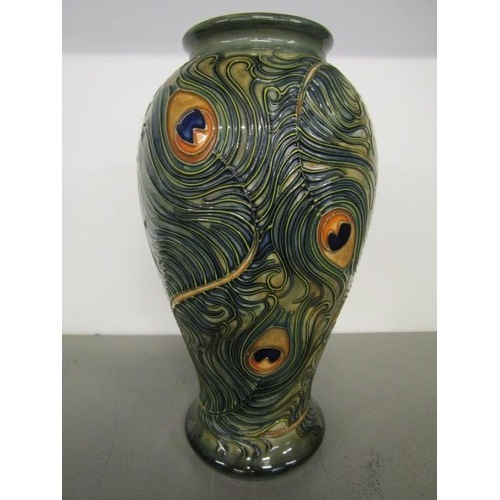 32 - Rachael Bishop designed for Moorcroft 1996 - a contemporary tub lined Moorcroft pottery vase, decora... 