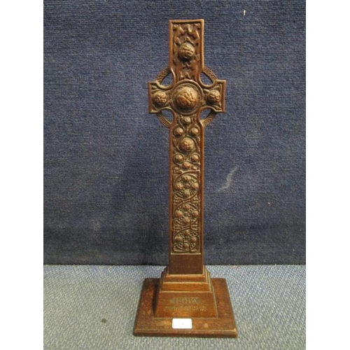 9 - Alexander Ritchie, Iona (1856-1941) - a wooden carved Celtic revival cross depicting St Marin Cross,... 
