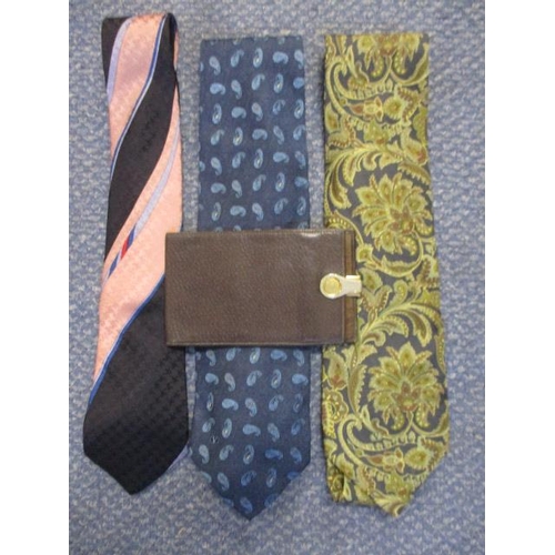 64 - Two vintage Valentino ties, a Christian Dior tie and a vintage Gucci wallet