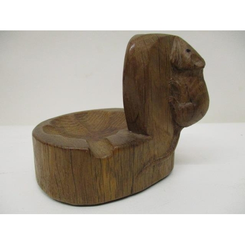 184 - Robert Thompson of Kilburn, a Mouseman carved ashtray, with a mouse to the back of the vertical pane... 