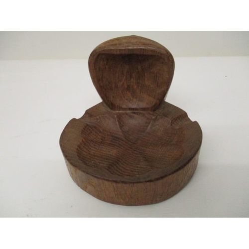 184 - Robert Thompson of Kilburn, a Mouseman carved ashtray, with a mouse to the back of the vertical pane... 