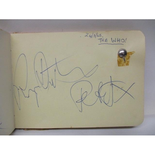 189 - A 1960s autograph book containing the signatures of John Entwistle, Roger Daltrey and possibly Keith... 