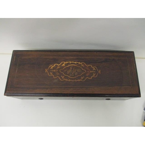 190 - A mid 19th century rosewood and marquetry cased musical box, attributed to B A Bremond Geneva, with ... 