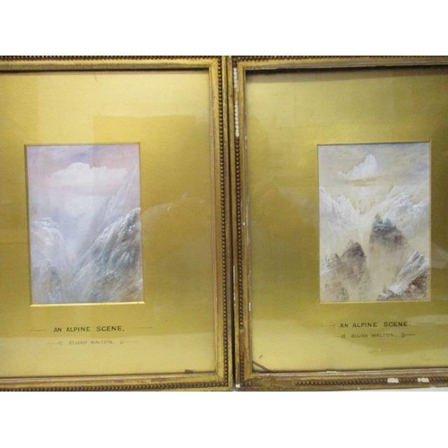 192 - Elijah Walton - a pair of Alpine scenes, watercolours, one signed lower right corner, 6 3/4