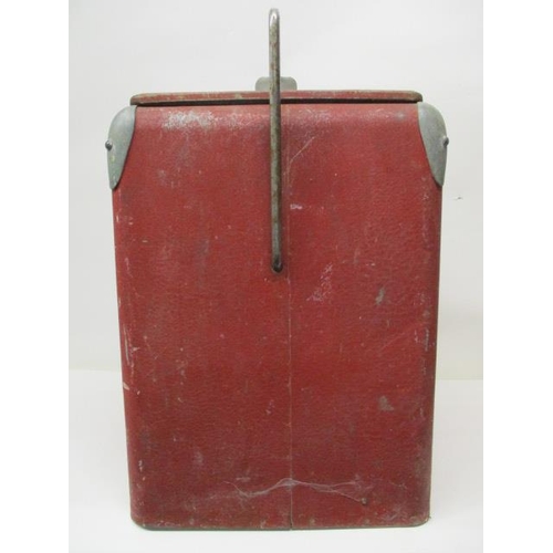 70 - A mid 20th century Action MFG Co red and white painted metal Coca Cola cooler box with a chrome hand... 