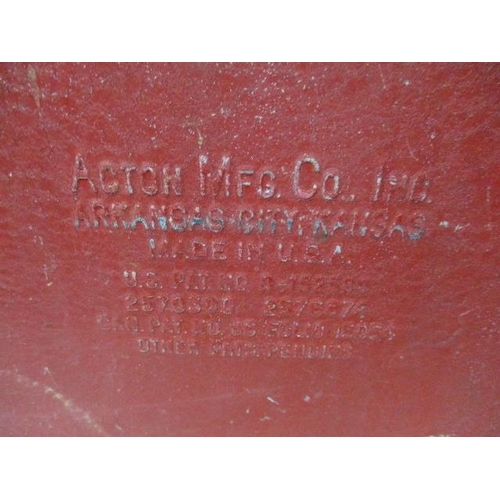 70 - A mid 20th century Action MFG Co red and white painted metal Coca Cola cooler box with a chrome hand... 