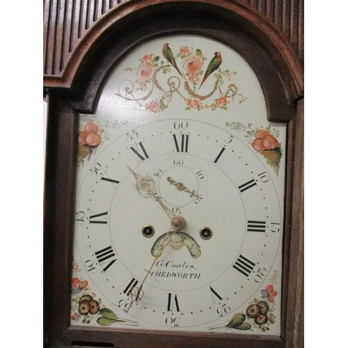 26 - A George III oak cased 8 day long case clock, the arched top painted dial having Roman numerals, sub... 