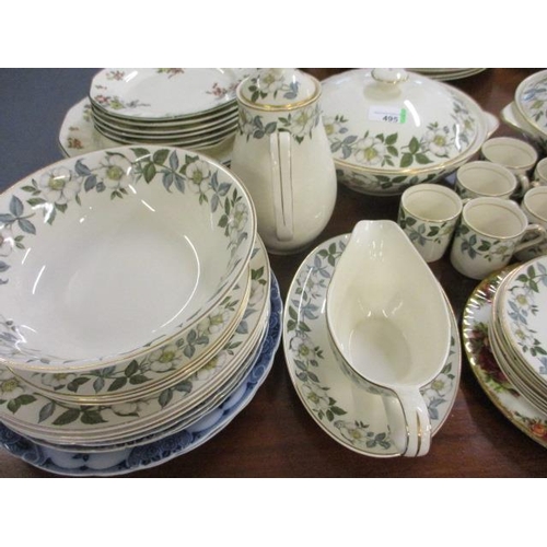 495 - A Midwinter Stylecraft Bramble part dinner service, some staining, two pieces of Royal Albert Old Co... 