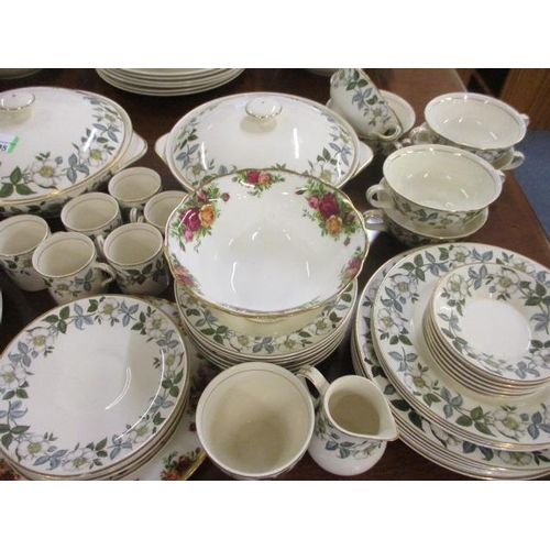 495 - A Midwinter Stylecraft Bramble part dinner service, some staining, two pieces of Royal Albert Old Co... 