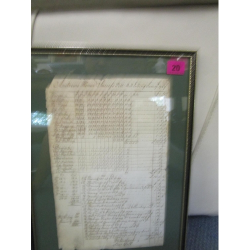 234 - An 18th century framed and glazed bill from an Andrews House Success Pit, bill ending on June 17th 1... 