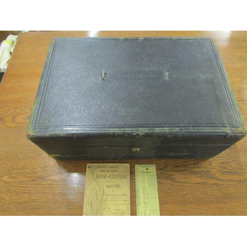 120 - A Victorian Bailey Brothers leather bound writing box with vesta box, travelling inkwell and other a... 