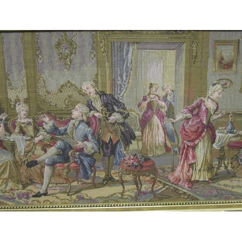 154 - A Flemish machine woven tapestry, interior scene, 17 3/4