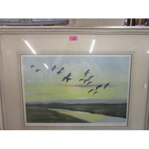 183 - Peter Scott - Morning Flight Over The Marsh Pink Feet, print, 21