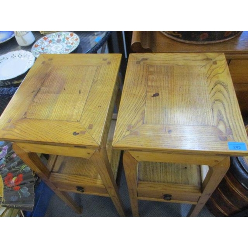 243 - A pair of Chinese oak and elm side stands with lower tier and single drawers 34