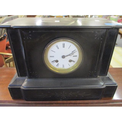 253 - A Victorian black slate clock