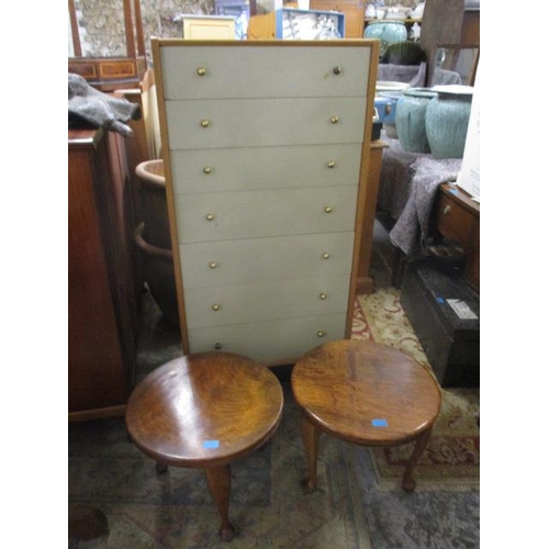 360 - A G-Plan Grone range grey painted and oak chest of seven drawers and a pair of mid 20th century occa... 