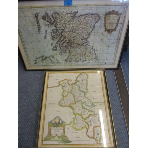 423 - A Robert Morden map of Buckinghamshire together with a reproduction map of Carte Redoute Des Isles B... 