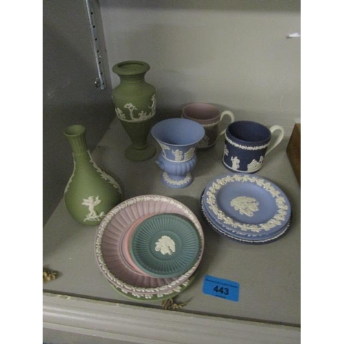 443 - A small group of Wedgwood Jasper wares to include two mugs