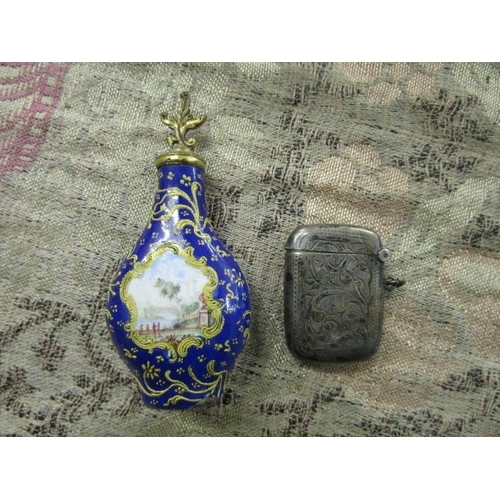 441 - A late Victorian/Edwardian silver vesta case with floral decoration, and a late 19th century French ... 