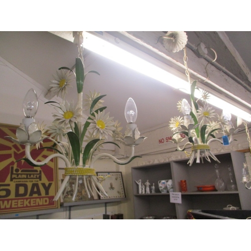 236 - Three Italian painted metal flower design ceiling lights