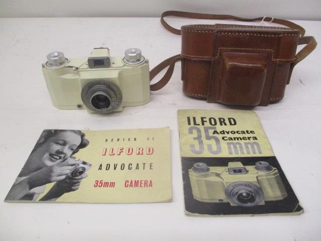 An Ilford Advocate white camera with a Dallmeyer Anastigmat F/4.5