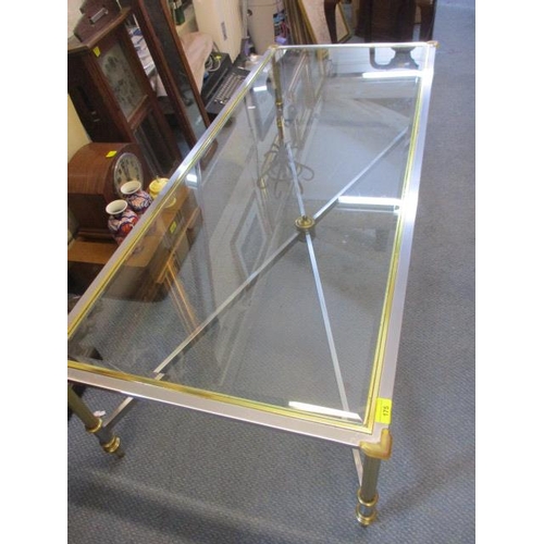 175 - A late 20th century brass framed and glass topped coffee table