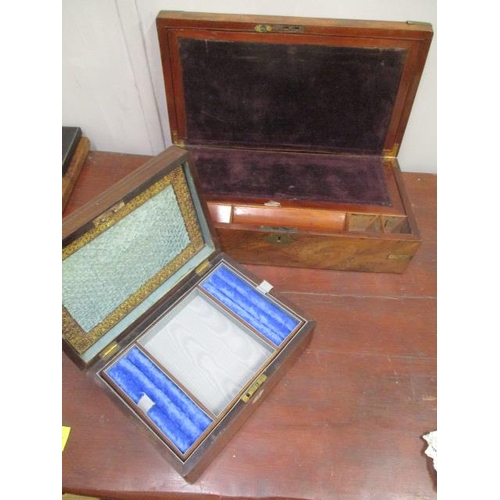 198 - Two Victorian boxes comprising a rosewood jewellery box and a mahogany military style writing slope