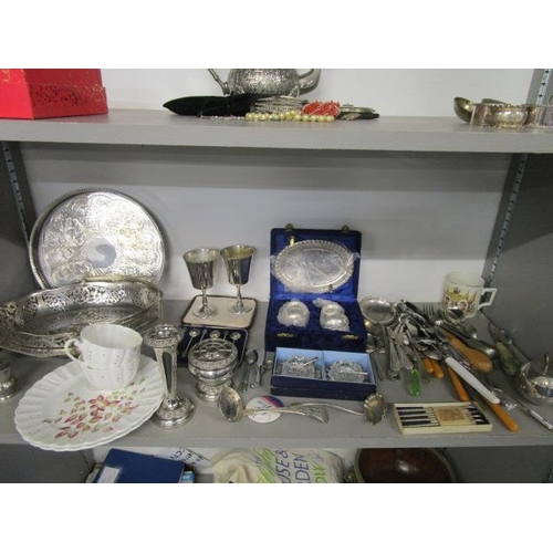 252 - A selection of silver and silver plated flatware and other items to include a silver sugar sifter la... 