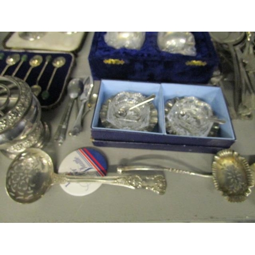 252 - A selection of silver and silver plated flatware and other items to include a silver sugar sifter la... 