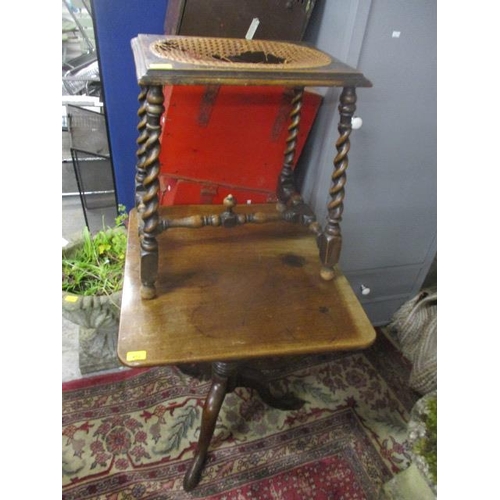 412 - A Georgian mahogany tilt top table, together with a barley twist stall